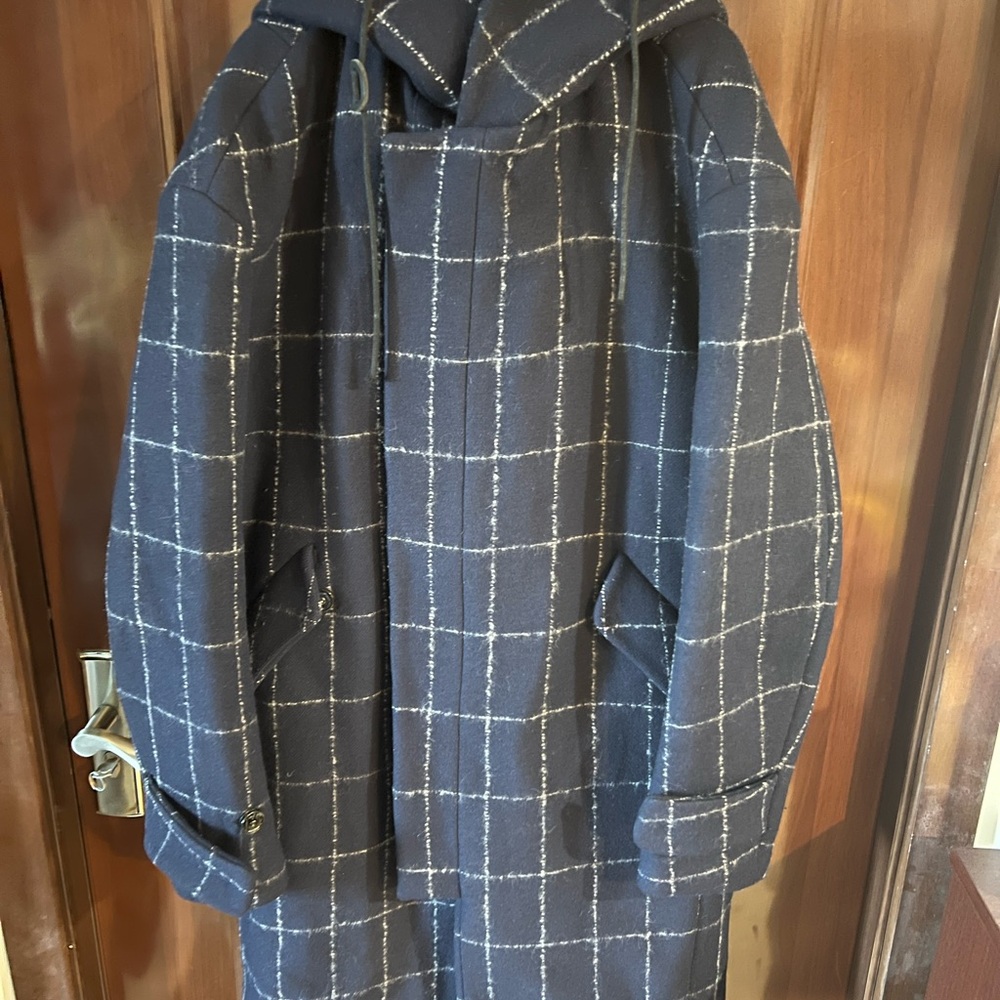 Men's Navy Checkered Coat